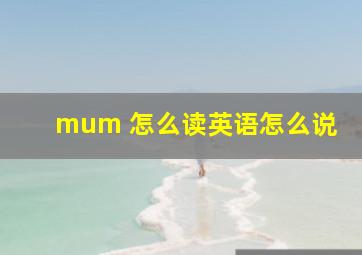 mum 怎么读英语怎么说